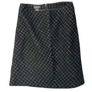 Vintage Wool Plaid Dark Academia Black Midi Pencil Skirt | Sz 6 Quiet‎ Luxury